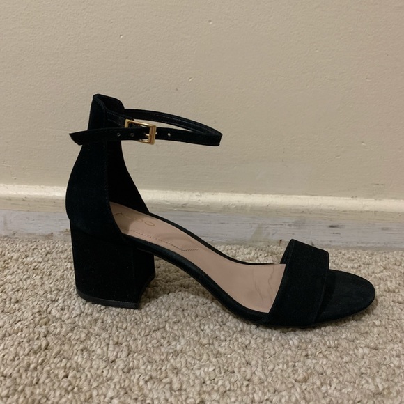 Aldo - Black Ankle Strap Block Heel - Picture 3 of 3